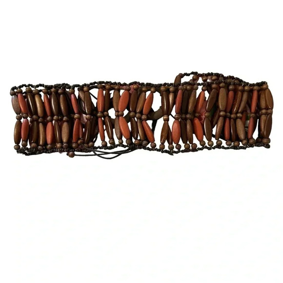 Vintage HIPPIE BOHO TRIBAL WOOD HIPSTER BELT - Picture 7 of 7